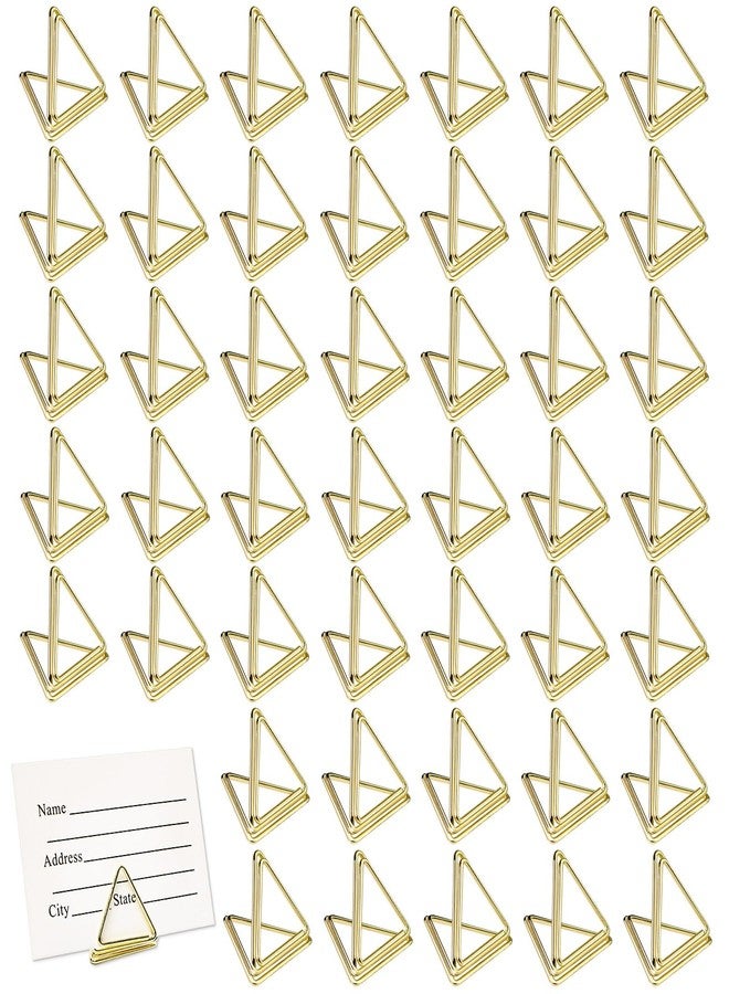 Binxus 45 Pcs Table Card Holders, Triangle Shape Card Stand Clip Table Number Holders, Mini Golden Photo Hold for wedding Anniversary Party Office - Image 1